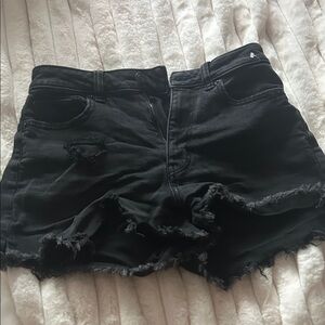 American Eagle Outfitters Black Frayed Jean Shorts